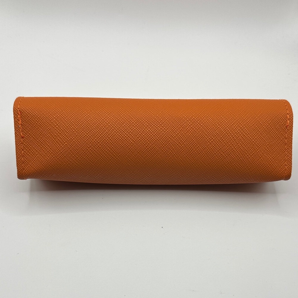 Tory Burch Orange Eyeglass Case with Gold Logo - Picture 2 of 3